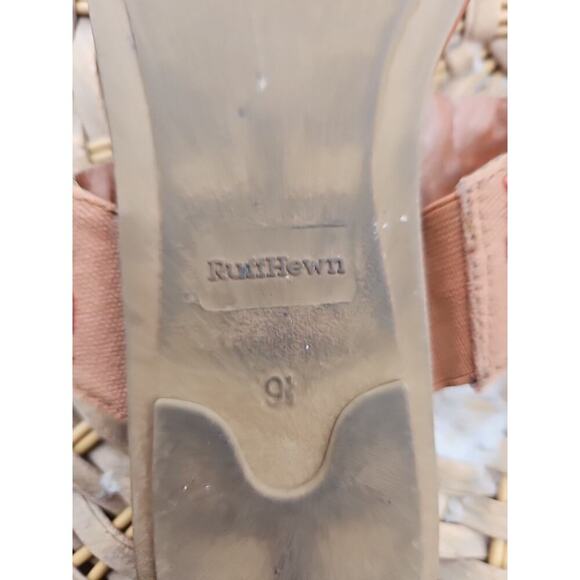 Ruff Hewn Sandals Womens 9.5 M Leather Slides Strappy Slip On Salmon Beads Braid - Picture 7 of 7